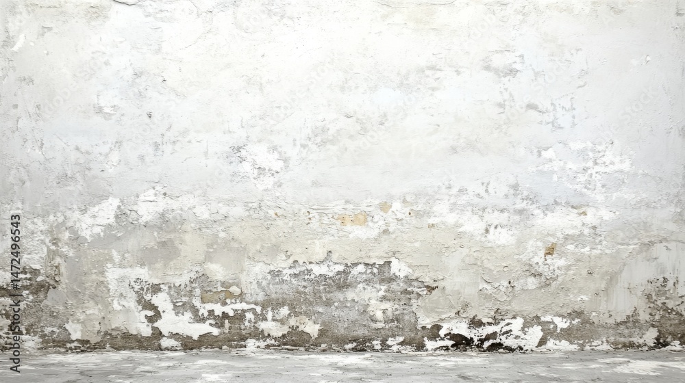 Poster grunge textured wall with peeling paint and aged concrete floor, ideal for distressed background des