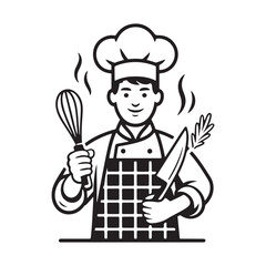 vector illustration of a chef holding a spoon