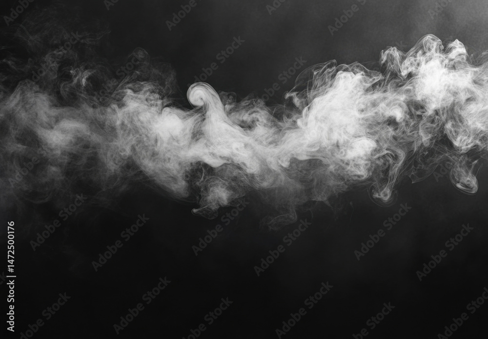 Aufkleber Abstract image of white smoke billowing across a dark background, creating a dramatic and ethereal effect. Perfect for design projects needing a moody, atmospheric element. : Generative AI