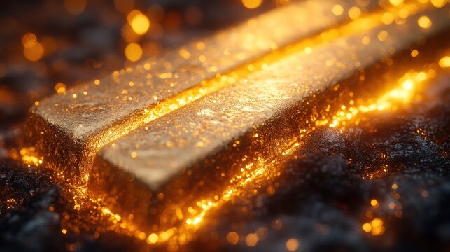 Molten metal bars glowing intensely