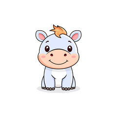 Cute Baby Hippo Sitting Illustration
