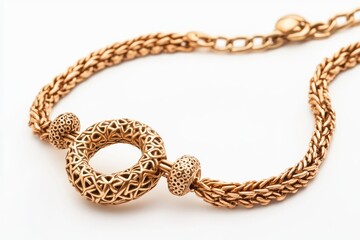 Gold necklace with intricate circle pendant