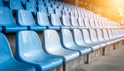 Fototapeta premium plastic stadium seats under soft diffused daylight atmosphere