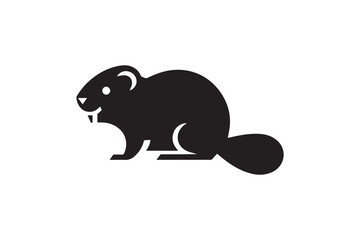 Fototapeta premium simple and unobtrusive Beaver vector silhouette illustration isolated in white background