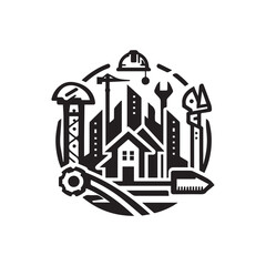 Fototapeta premium black and white editable construction logo vector