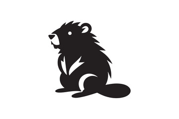 Obraz premium simple and unobtrusive Beaver vector silhouette illustration isolated in white background