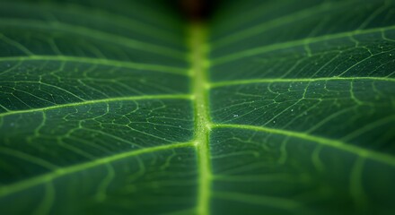 Macro View of Green Leaf Veins Shows Natural Growth and Interconnected Systems of the Plant Kingdom Representing Vitality Sustainability and Natural Beauty