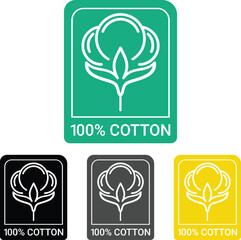 100 percent cotton label logo design icon vector template
