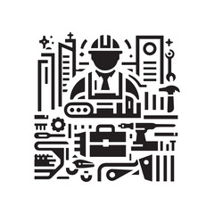 black and white editable construction logo vector