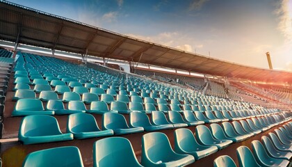 Fototapeta premium plastic stadium seats under soft diffused daylight atmosphere