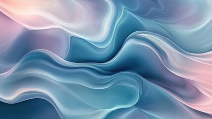 Elegant Abstract Waves in Soft Blue and Pink Color Palette