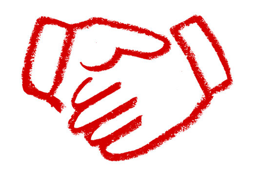 Handshake Icon Crayon Chalk Drawing Vector