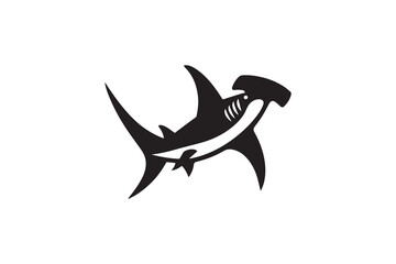 Obraz premium simple and unobtrusive Hammerhead shark vector silhouette illustration isolated in white background