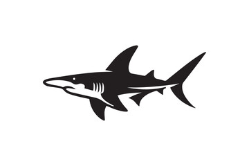 Naklejka premium simple and unobtrusive Hammerhead shark vector silhouette illustration isolated in white background