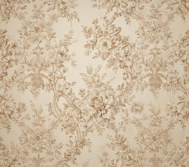 Elegant ecru floral wallpaper, intricate vintage design  , design elements, paper, detail