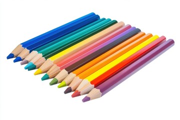 Fototapeta premium Assorted colored pencils on white