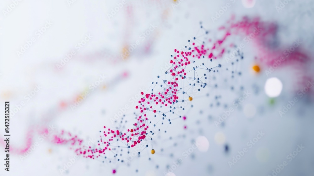 Poster dynamic colorful particles dancing in space abstract visualization science digital environment conce