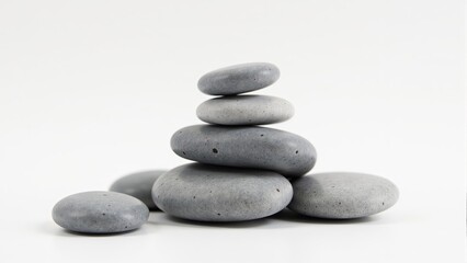 Zen Stacked Stones On White Background