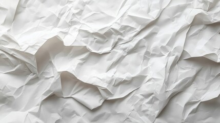 Obraz premium Crumpled White Paper Texture Close up View of Folds and Creases