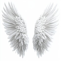 Obraz premium Detailed White Angel Wings on White Background