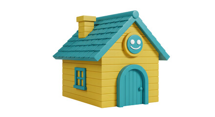 Isolated 3D Yellow Cartoon House