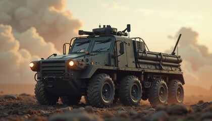 Military Vehicle on Terrain