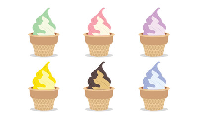 Colorful Ice Cream Cups Vector Illustration Collection Set on a white background