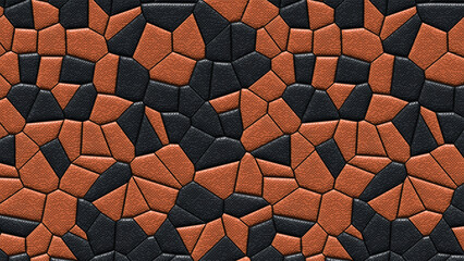 Abstract texture of irregular shapes in black and orange color scheme