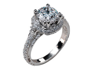 Engagement ring showcase indoor jewelry store photography. Isolated on transparent background, png.