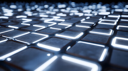 Naklejka premium Abstract Glowing Grid Futuristic Digital Background