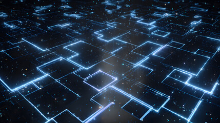 Obraz premium Abstract Digital Network Glowing Grid of Interconnected Nodes