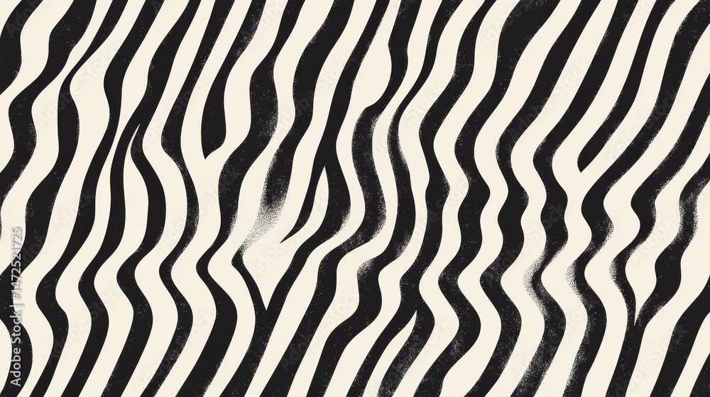 Poster dynamic zebra stripe patterns abstract art graphic design monochrome environment close-up viewpoint 