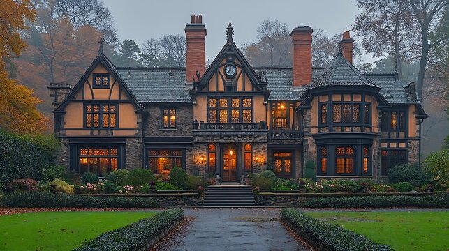 Elegant tudor style schoolhouse high resolution picture