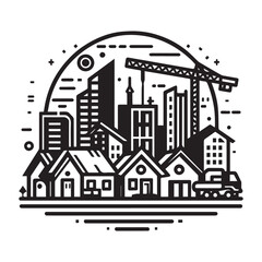 black and white editable construction logo vector