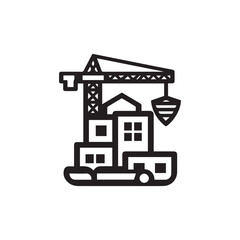 black and white editable construction logo vector