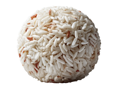 Home-cooked rice balls close-up food photography in the kitchen. Isolated on transparent background, png.