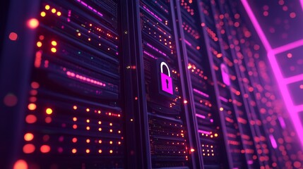 Obraz premium Cybersecurity measures in data centers digital infrastructure technology server environment close-up view data protection