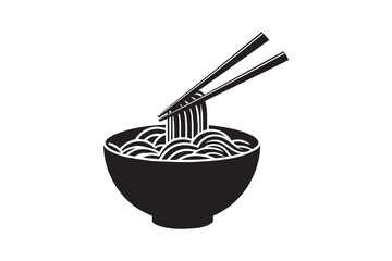 simple and unobtrusive Noodles and chopstick vector silhouette illustration isolated in white background