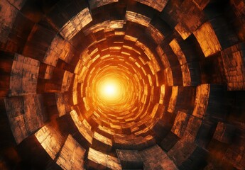 Obraz premium Glowing Light at the End of a Dark Swirling Tunnel Abstract Background