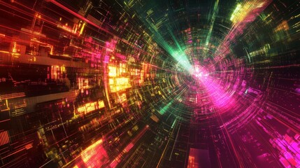 Obraz premium Digital innovation showcase virtual space abstract art futuristic environment immersive perspective technology concept