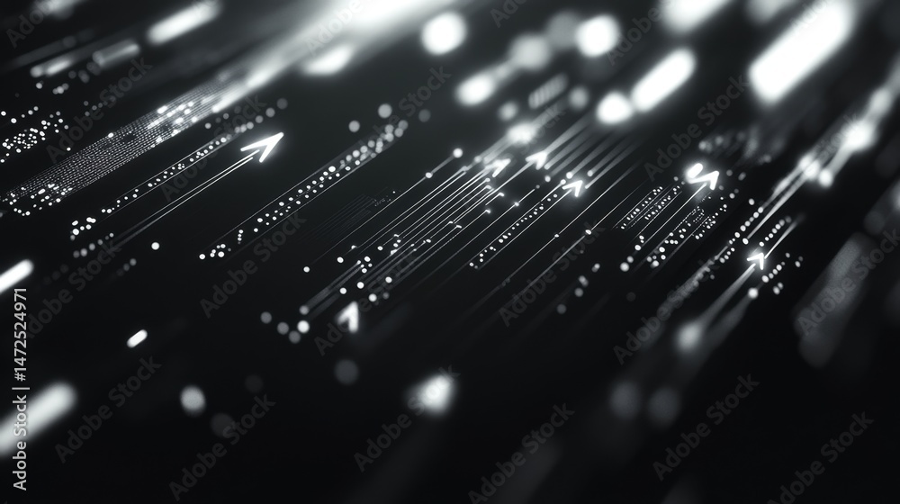 Poster dynamic digital data streams virtual space abstract visuals futuristic environment close-up view tec