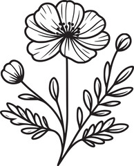 This is an illustration of flowers in a simple and modern line art style.