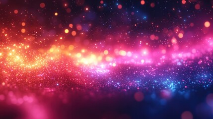 Abstract vibrant glowing particles background