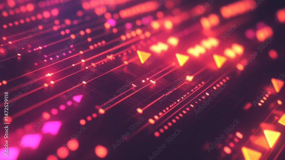 Fototapete dynamic digital patterns emerge virtual realm abstract art neon environment close-up view visual inn