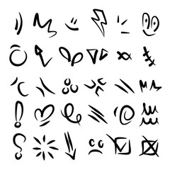 Drawing Stroke Editing Sketch Line Graphics. Scribble Hand Drawn Line Drawing and Editing Design Elements