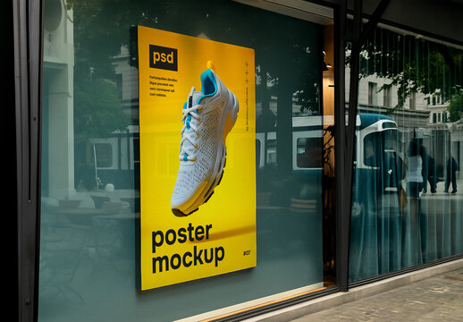 Store window poster mockup