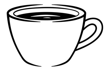 black icon cup of coffee or tea or hot drink without background