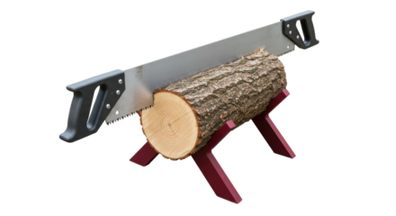 Isolated Saw Cutting Log