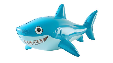 Smiling blue inflatable shark toy for kids' pool fun