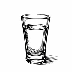Illustration of vodka shot glass on white background, celebration concept
